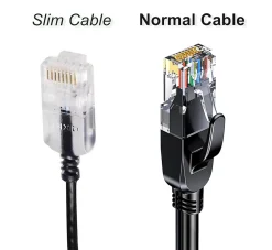 Elfcam - Câble RJ45 Cat 6 Slim 1m (Noir) - 32AWG Ultra Fin, Réseau LAN/WAN, Haut Débit, Idéal PC, Box, Routeur