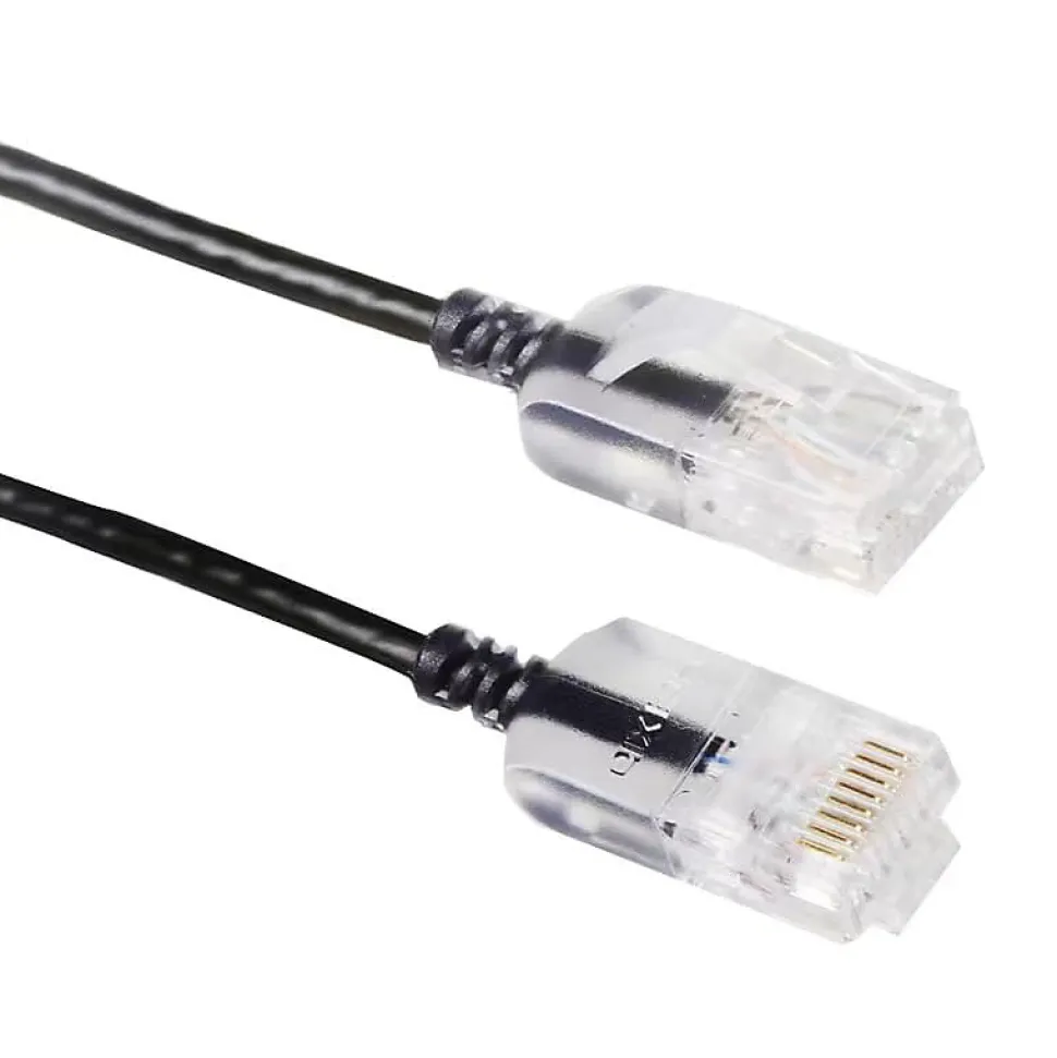 Elfcam - Câble RJ45 Cat 6 Slim 1m (Noir) - 32AWG Ultra Fin, Réseau LAN/WAN, Haut Débit, Idéal PC, Box, Routeur