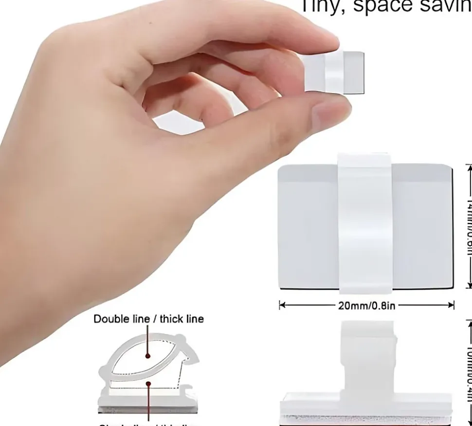 Elfcam - Clips Câble Adhésif Réglable pour Fibre Optique, Maison/Bureau, Attache Fil (Lot de 100)