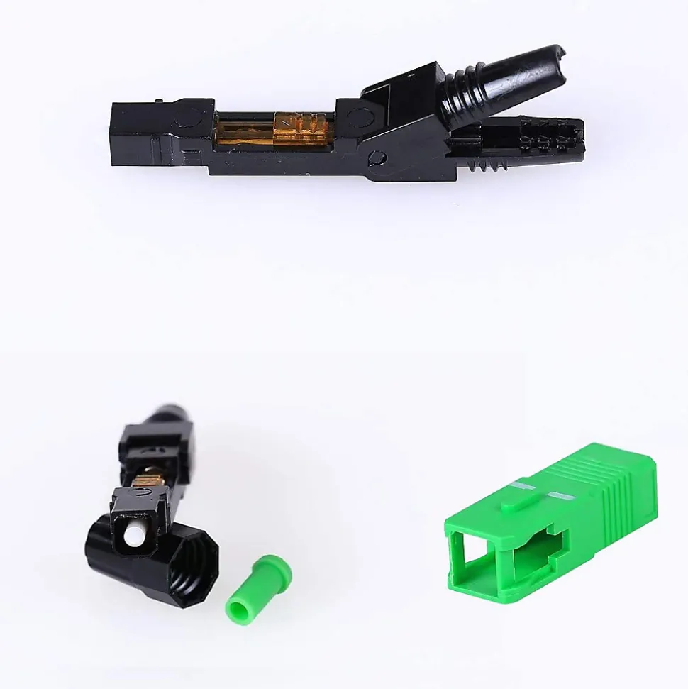 Elfcam - Lot de 5 Connecteurs Rapides Fibre Optique SC/APC - Simplex Monomode (SM), Haute Précision