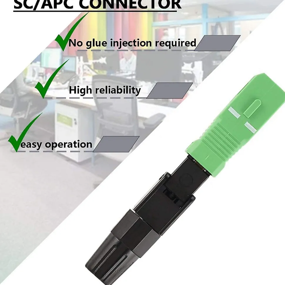 Elfcam - Lot de 5 Connecteurs Rapides Fibre Optique SC/APC - Simplex Monomode (SM), Haute Précision