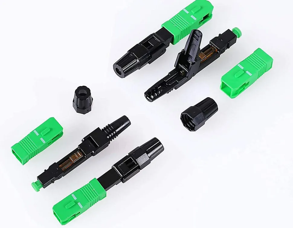 Elfcam - Lot de 5 Connecteurs Rapides Fibre Optique SC/APC - Simplex Monomode (SM), Haute Précision
