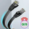 Elfcam - 20m Câble Ethernet Cat 8 Plat Noir LAN/WAN, SFTP 28AWG, 2000MHz 40Gbps avec Connecteurs RJ45 Haute Qualité