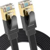Elfcam - 3m Câble Ethernet Cat 8 Plat Noir LAN/WAN, SFTP 28AWG, 2000MHz 40Gbps avec Connecteurs RJ45 Haute Qualité