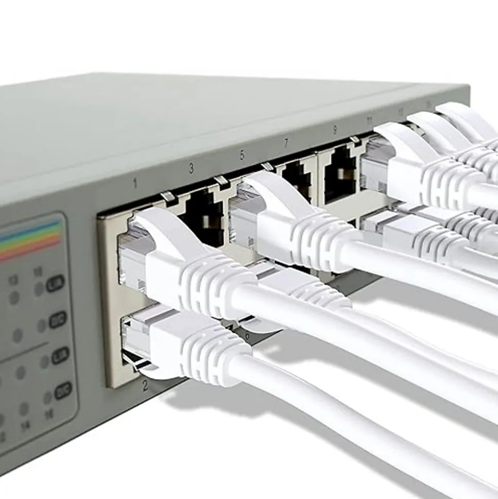 Elfcam - 40m Câble Ethernet RJ45 Cat 6 Rond Blanc 1Gbps 26AWG, LAN/WAN, Idéal PC, Modem, Routeur, Box Fibre