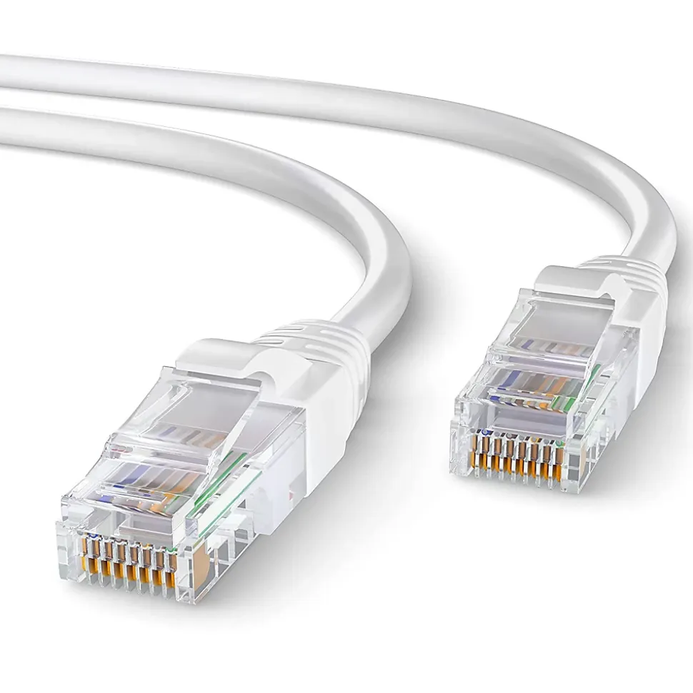 Elfcam - 40m Câble Ethernet RJ45 Cat 6 Rond Blanc 1Gbps 26AWG, LAN/WAN, Idéal PC, Modem, Routeur, Box Fibre