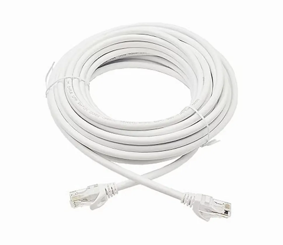 Elfcam - 40m Câble Ethernet RJ45 Cat 6 Rond Blanc 1Gbps 26AWG, LAN/WAN, Idéal PC, Modem, Routeur, Box Fibre