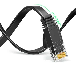 Elfcam - 25m Câble Ethernet RJ45 Cat7 Flat Noir, 10Gbps 600MHz, Cuivre, SFTP, Anti-Bruit, PC, Modem, Routeur