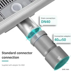 EMKE Siphon de douche linéaire, 80x7 cm, inox brossé SUS304, double installation
