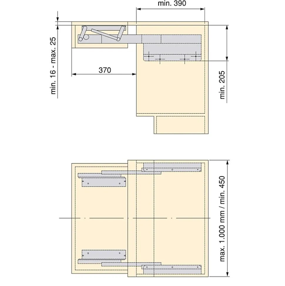 Emuca Coulisses pour table extensible et relevable Oplà Folding+39, Aluminium, Acier inox anodisé