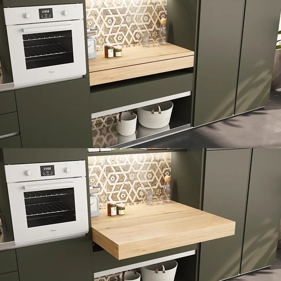 Emuca Coulisses pour table extensible et relevable Oplà Folding+39 M120, Aluminium, Inox anodisé