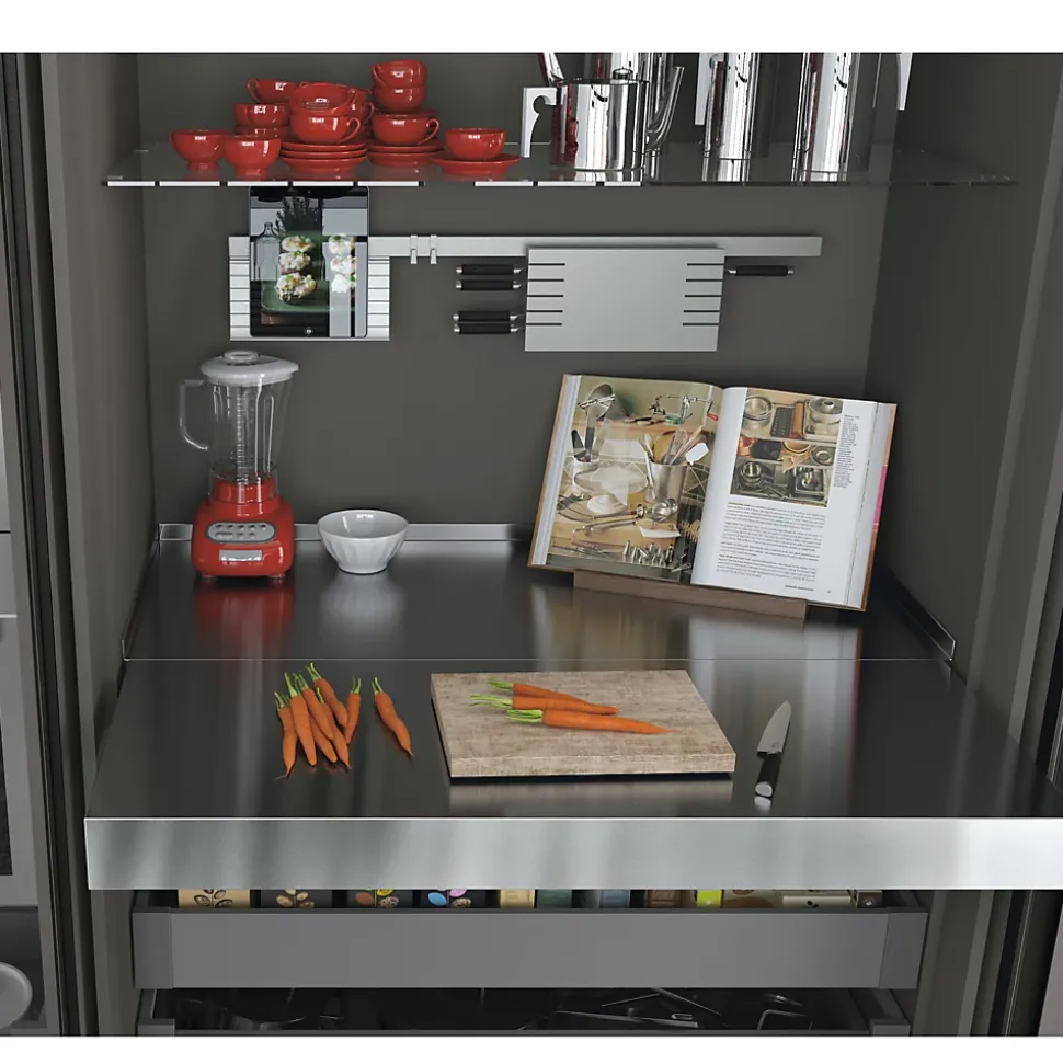 Emuca Coulisses pour table extensible et relevable Oplà Folding+39 M120, Aluminium, Inox anodisé