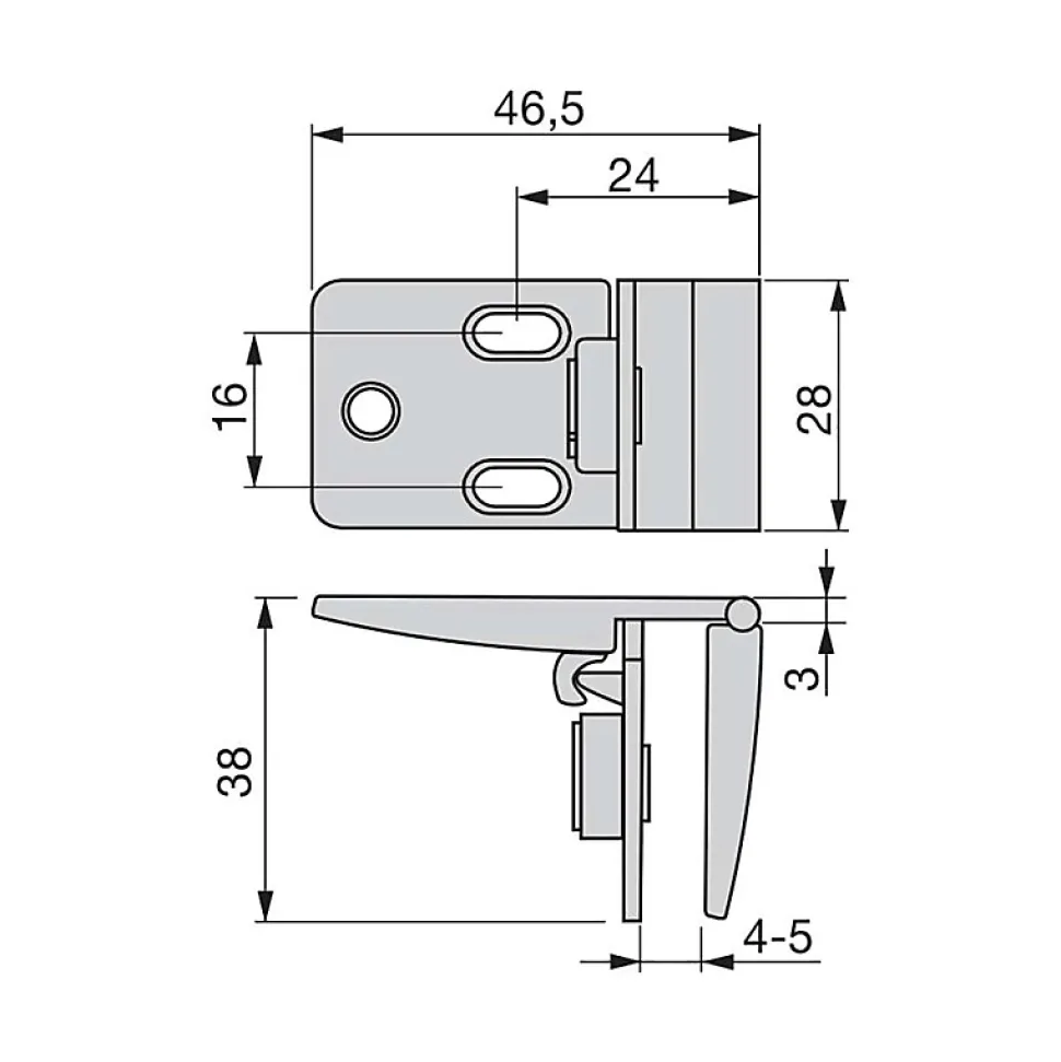 Emuca Jeu de charnières pour portes en verre, centrales, épaisseur 4-5mm, Zamak, Chromé brillant