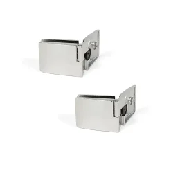 Emuca Jeu de charnières pour portes en verre, centrales, épaisseur 4-5mm, Zamak, Chromé brillant