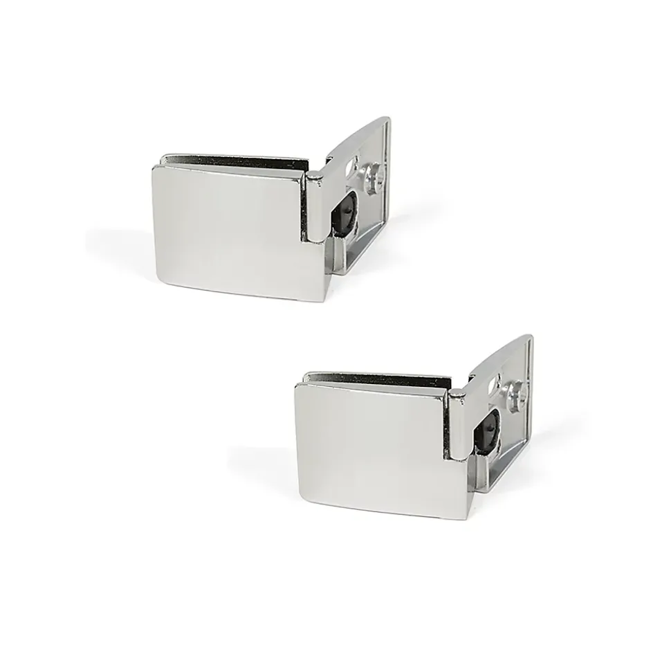 Emuca Jeu de charnières pour portes en verre, centrales, épaisseur 4-5mm, Zamak, Chromé brillant