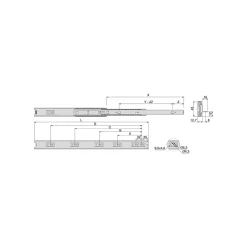 Emuca Jeu de coulisses à billes à sorties totale avec supports, hauteur 45mm, longueur 350mm, Acier, Zingué