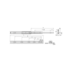 Emuca Jeu de coulisses à billes à sorties totale avec supports, hauteur 45mm, longueur 350mm, Acier, Zingué