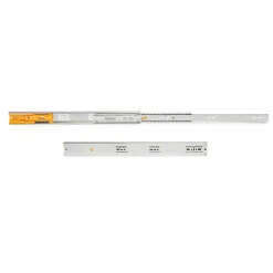 Emuca Jeu de coulisses à billes pour tiroirs à sortie totale, fermeture amortie, hauteur 45mm, longueur 650mm, Acier, Zingué
