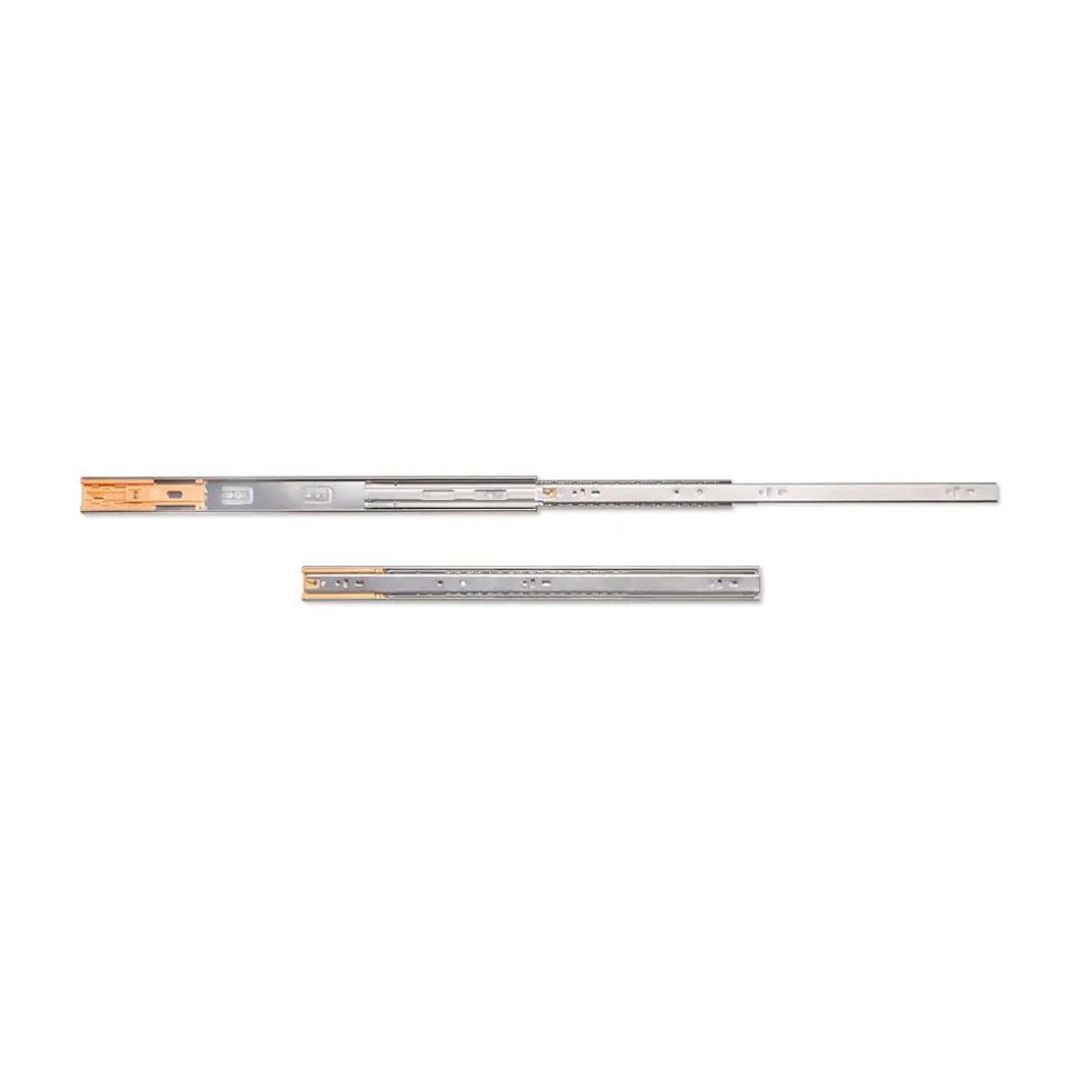 Emuca Jeu de coulisses à billes pour tiroirs à sortie totale, fermeture amortie, hauteur45mm, longueur 550mm, Acier, Zingué