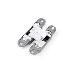 Emuca Lot de 2 charnières à boîtier pour portillon, charge 40kg, ouverture à 180 degrés, Zamak, Blanc