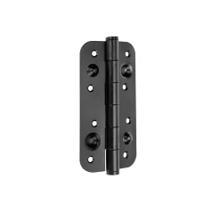 Emuca Lot de 5 charnières de porte de sécurité, 150x80mm, charnières anti-dégondage à bords arrondis, sans garniture, Acier, Noir