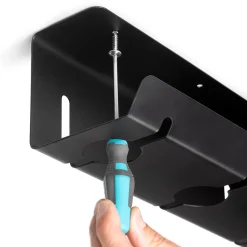 Emuca Lot de 2 Chemin de câbles sous le bureau, Longueur 430 mm, Acier, Peint en noir