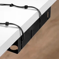 Emuca Lot de 2 Chemin de câbles sous le bureau, Longueur 430 mm, Acier, Peint en noir