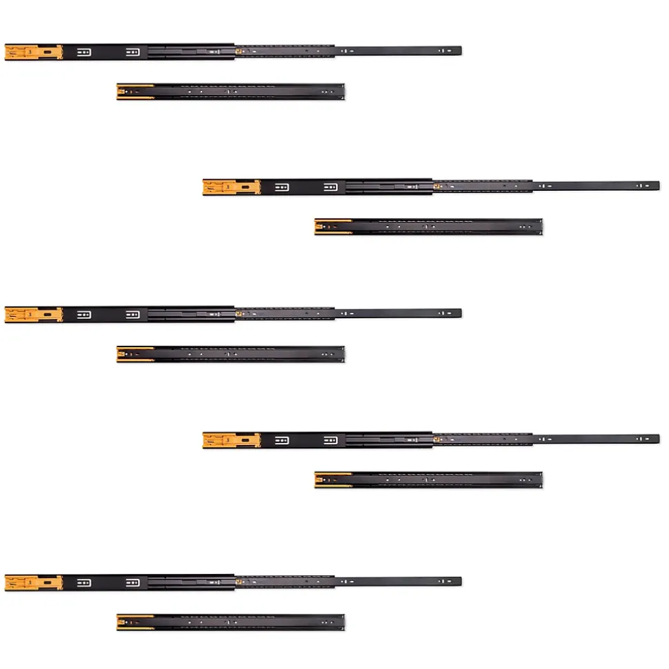 Emuca Lot de 5 jeux de Coulisses pour tiroirs, roulement à billes, hauteur 45mm, profondeur 600mm, sortie totale, fermeture