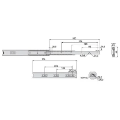Emuca Lot de 5 jeux de Coulisses pour tiroirs, roulement à billes, hauteur 45mm, profondeur 350mm, sortie totale, zingué