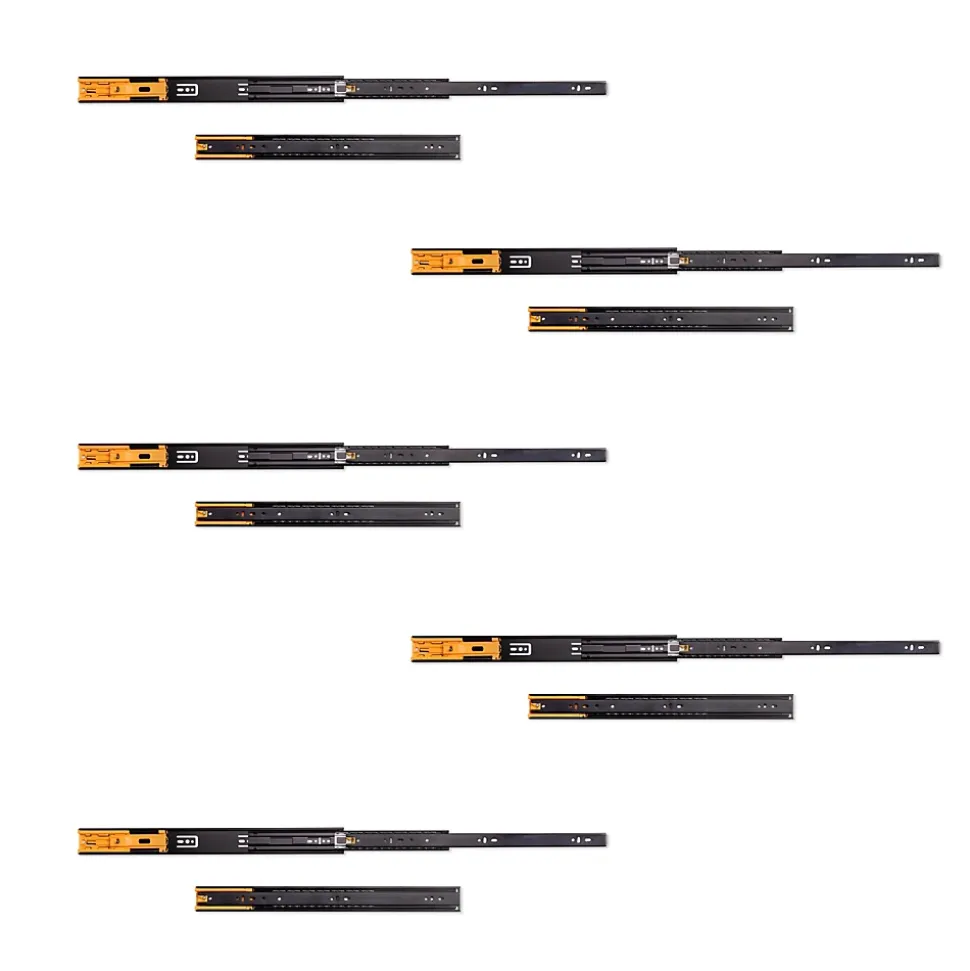 Emuca Lot de 5 jeux de Coulisses pour tiroirs, roulement à billes, hauteur 45mm, profondeur 450mm, sortie totale, fermeture