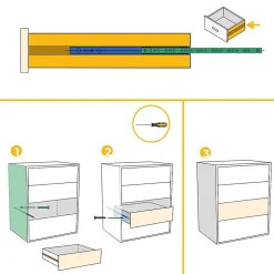 Emuca Lot de 5 jeux de coulisses de tiroir, roulement à billes, hauteur 17mm, profondeur 246mm, sortie partiel, Zingué