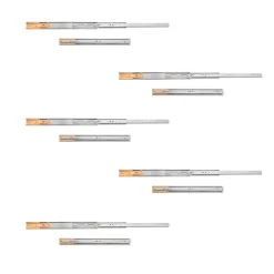 Emuca Lot de 5 jeux de coulisses de tiroirs, roulement à billes, hauteur 45mm, profondeur 450mm, sortie totale, fermeture amortie,