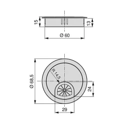 Emuca Lot de 8 passe-câbles circulaires, diamètre 60mm, à encastré Zamak, Chromé