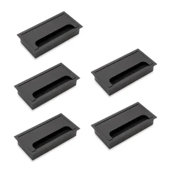 Emuca Lot de 5 Passe-câbles pour tables Quadrum, rectangulaires, 159x80mm, à encastrer, Aluminium, Peint en noir