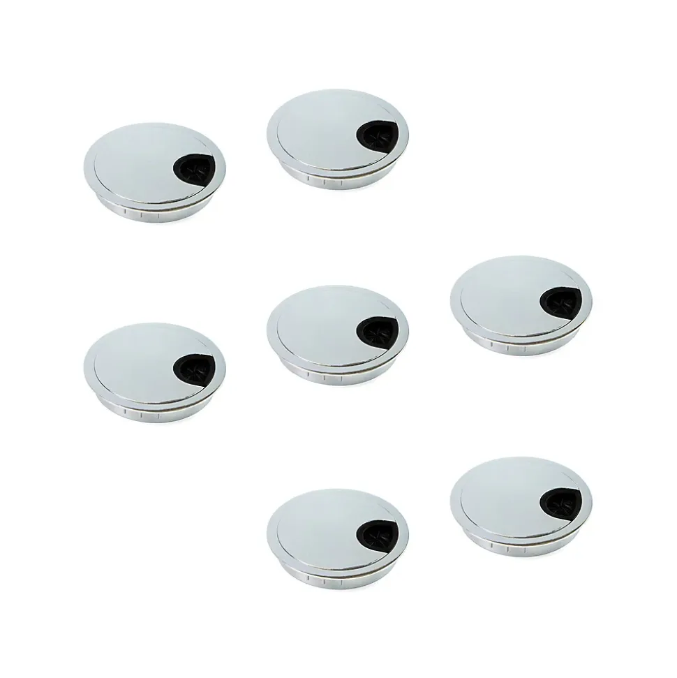 Emuca Lot de 7 passe-câbles circulaires, diamètre 80mm, à encastrer Zamak, Chromé,