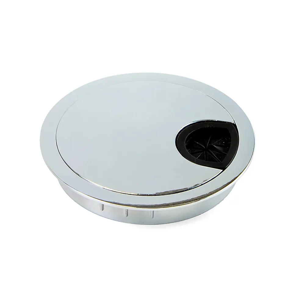 Emuca Lot de 7 passe-câbles circulaires, diamètre 80mm, à encastrer Zamak, Chromé,