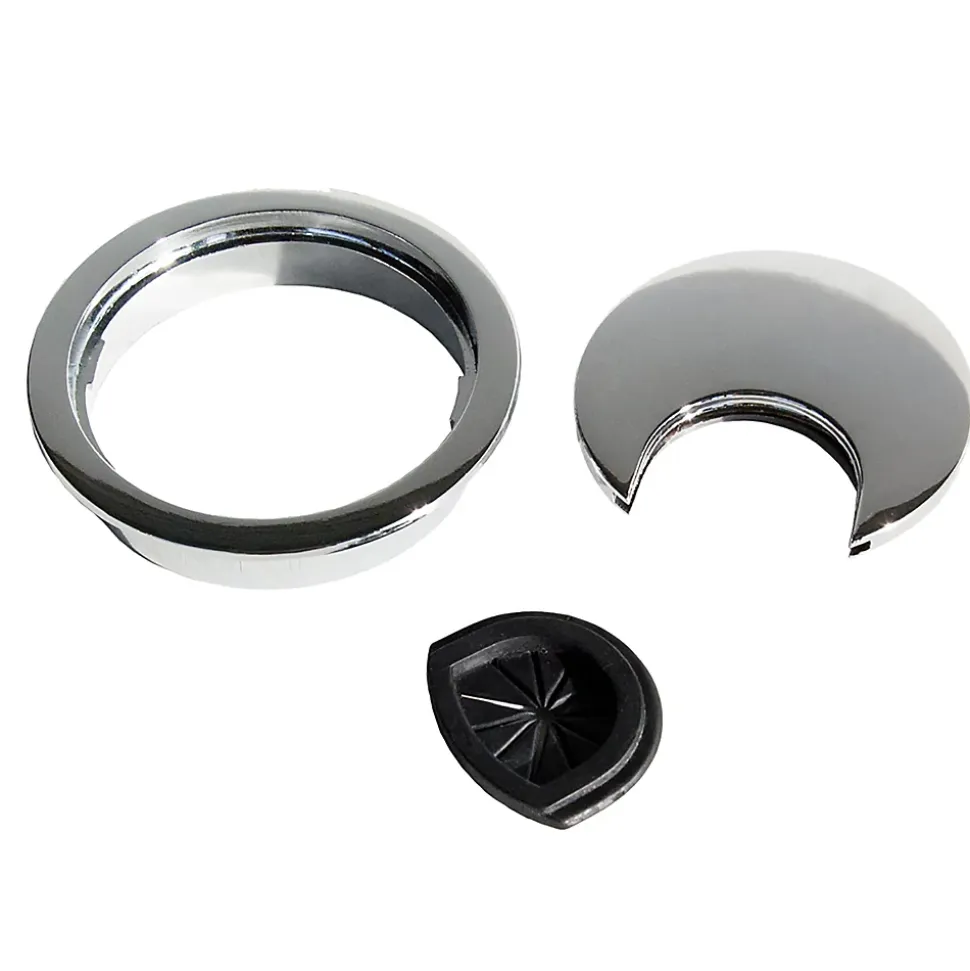 Emuca Lot de 7 passe-câbles circulaires, diamètre 80mm, à encastrer Zamak, Chromé,