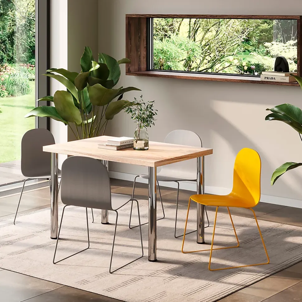 Emuca Lot de 4 pieds de table, diamètre 60mm, H 710mm, Acier, Chromé