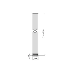 Emuca Lot de 4 pieds de table, diamètre 60mm, H 710mm, Acier, Chromé
