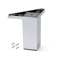 Emuca Lot de 4 pieds pour meuble Alumix 1, hauteur 100mm, Plastique, chromé