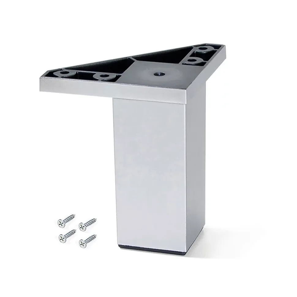 Emuca Lot de 4 pieds pour meuble Alumix 1, hauteur 100mm, Plastique, chromé