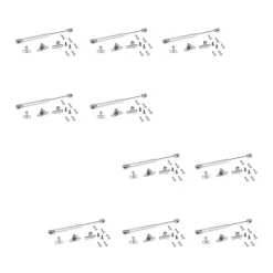Emuca Lot de 10 pistons pour portes Relevable H, 11kg, course 100mm, avec loquets, acier et plastique, gris métallisé