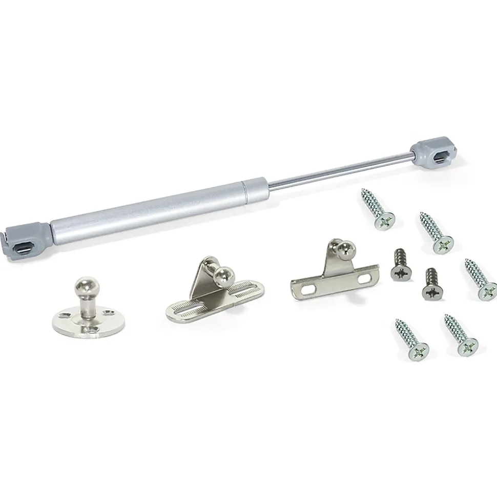 Emuca Lot de 10 pistons pour portes Relevable H, 5kg, course 100mm, avec loquets, acier et plastique, gris métallisé