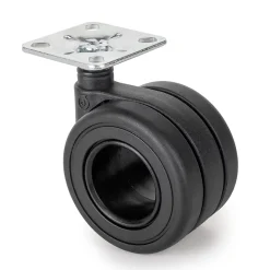 Emuca Lot de 4 roulettes Hole avec plétine de montage, diamètre 65mm, Acier, Peint en noir et Plastique