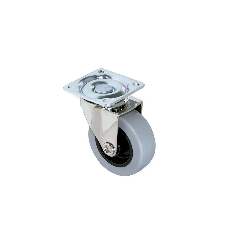 Emuca Lot de 4 roulettes Slip avec plétine de montage, diamètre 50mm, Acier et Plastique, Gris Plastique