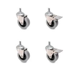 Emuca Lot de 4 roulettes Slip gris-noir avec boulon, diamètre 50mm, Acier et Plastique, Gris Plastique