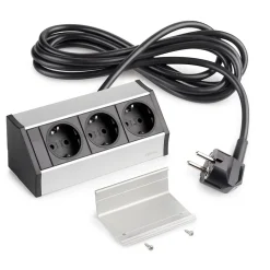 Emuca Multiconnecteur V Dock, Anodisé mat, Plastique et Aluminium.