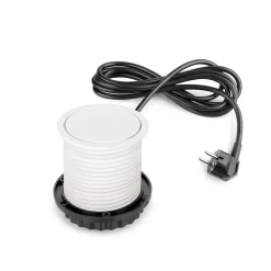 Emuca Multiconnecteur Vertikal Push diamètre 100mm, 3 prises de type Schuko, 1 USB type A, 1 USB type C, Acier et Plastique, Peint