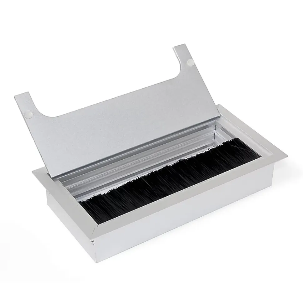 Emuca Passe-cables pour table Quadrum, rectangulaire, 159x80mm, à encastrer, Aluminium, anodisé mat