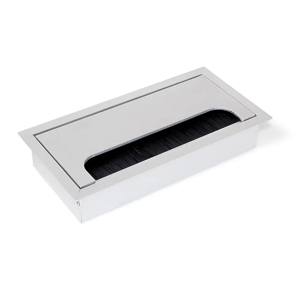 Emuca Passe-cables pour table Quadrum, rectangulaire, 159x80mm, à encastrer, Aluminium, anodisé mat